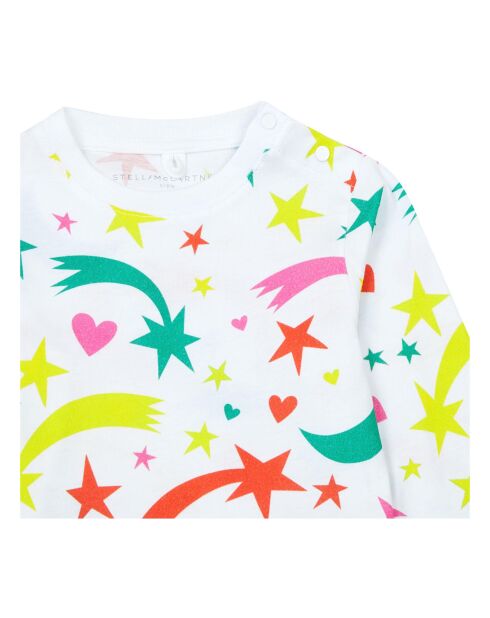 T-Shirt Etoiles Filantes Coton Bio blanc/multicolore