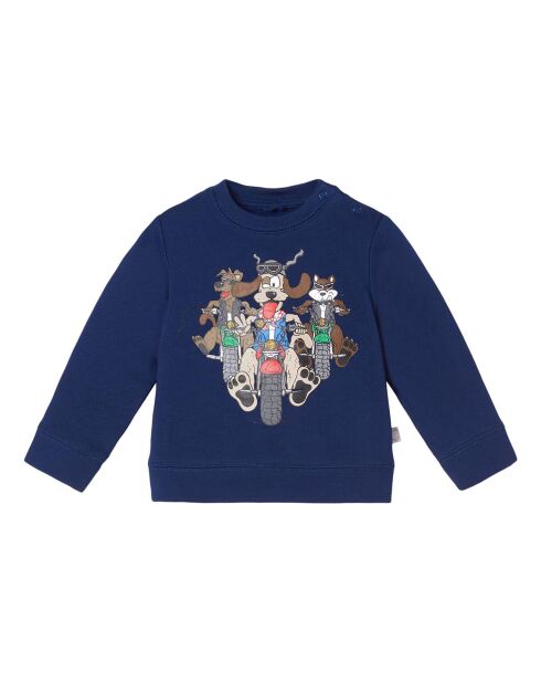 Sweat Coton Bio Chiens Motos bleu marine