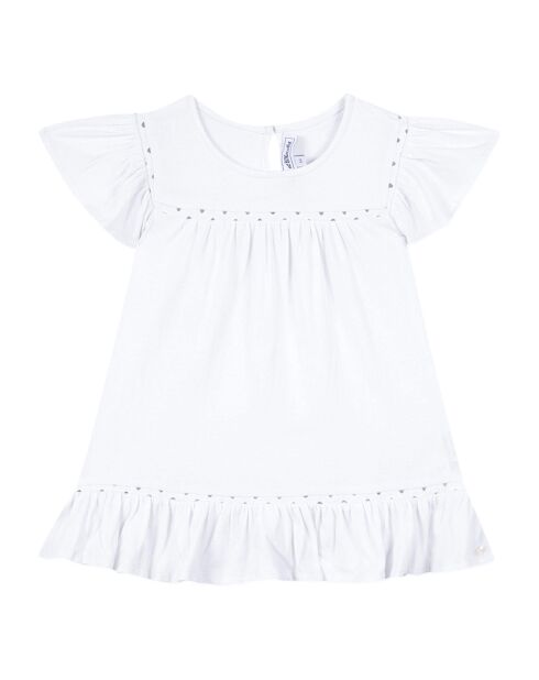 T-Shirt Ajouré à Volants blanc