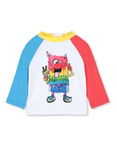T-Shirt Anti-UV Nylon Recyclé Monstre bleu/blanc/rouge