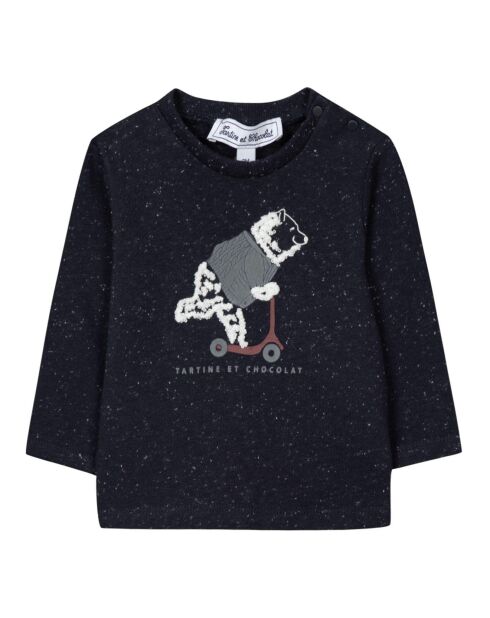 T-Shirt Moucheté Ours bleu marine