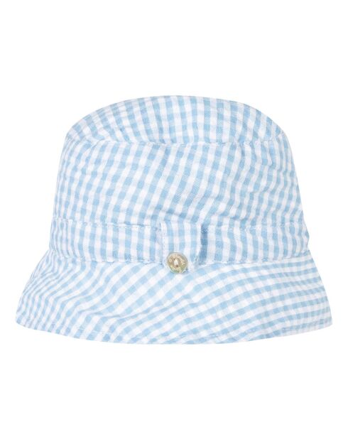 Chapeau Gaze de Coton Vichy bleu