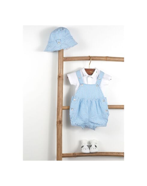 Chapeau Gaze de Coton Vichy bleu