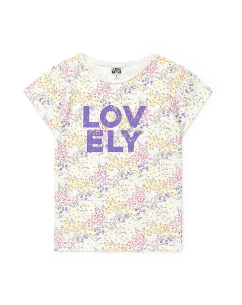 T-Shirt Coton Bio Lovely écru/multicolore