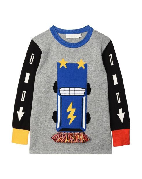 Pull Coton Bio Voiture Lucky gris