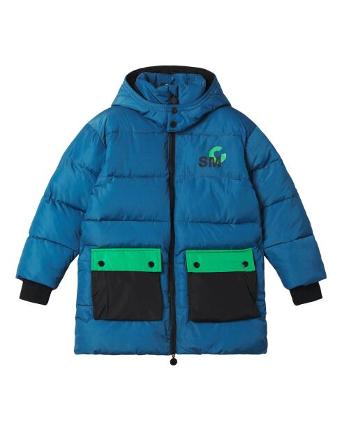 Doudoune Longue Polyester Recyclé bleue