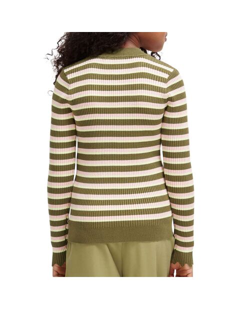 Pull Rayé  vert kaki