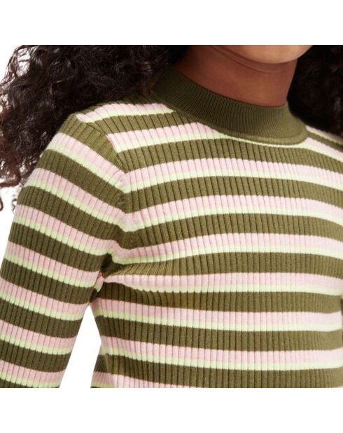 Pull Rayé  vert kaki