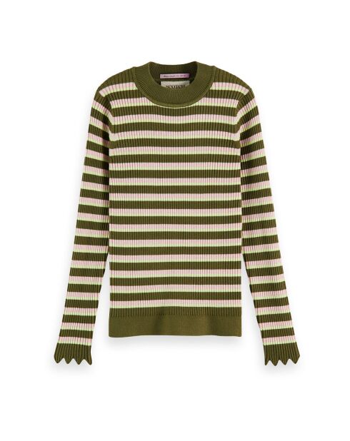 Pull Rayé  vert kaki