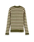 Pull Rayé  vert kaki