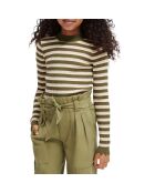 Pull Rayé  vert kaki