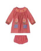 Robe + Bloomer 100% Laine Brodée rose