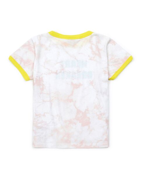 T-Shirt Coton Bio Tie And Dye Heart rose pâle