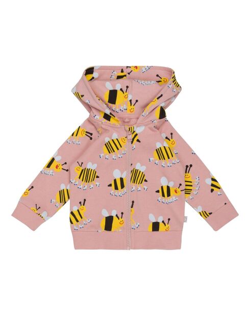 Sweat Zippé Abeille rose
