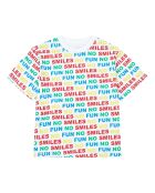 T-Shirt Oversize No Smiles Coton Bio blanc/multicolore