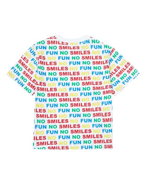 T-Shirt Oversize No Smiles Coton Bio blanc/multicolore