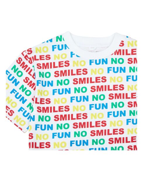 T-Shirt Oversize No Smiles Coton Bio blanc/multicolore