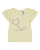 T-Shirt Coeur Fleuri jaune pâle