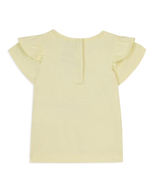 T-Shirt Coeur Fleuri jaune pâle