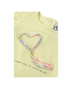 T-Shirt Coeur Fleuri jaune pâle