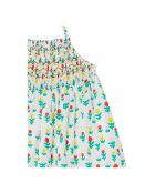 Robe à Bretelles en Coton Bio Fleurie écru/vert