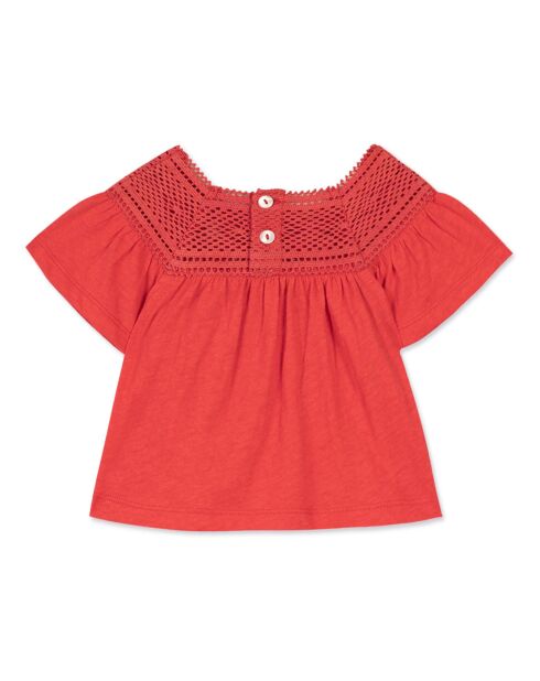 Blouse Col Ajouré rouge