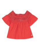 Blouse Col Ajouré rouge
