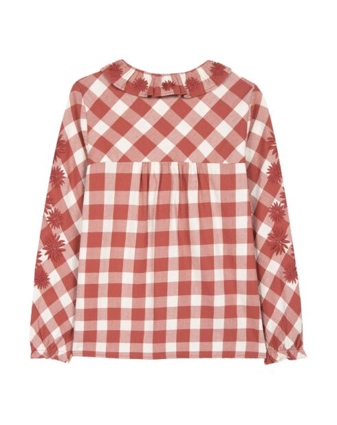 Blouse Carreaux Brodée rouille