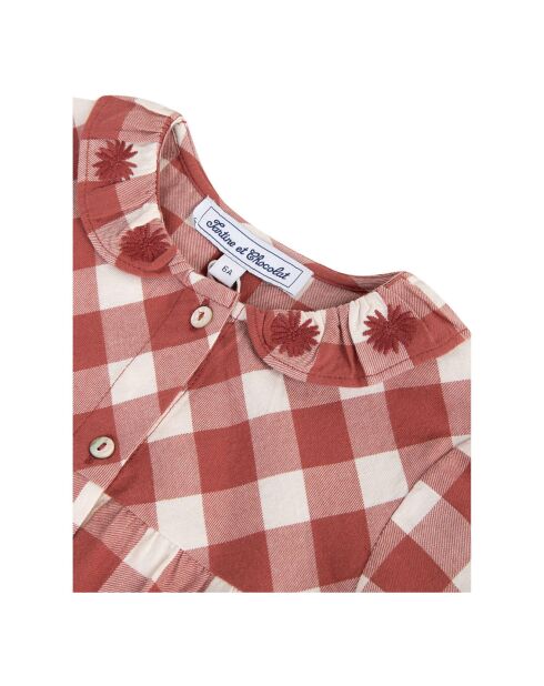 Blouse Carreaux Brodée rouille