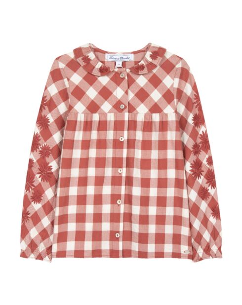 Blouse Carreaux Brodée rouille