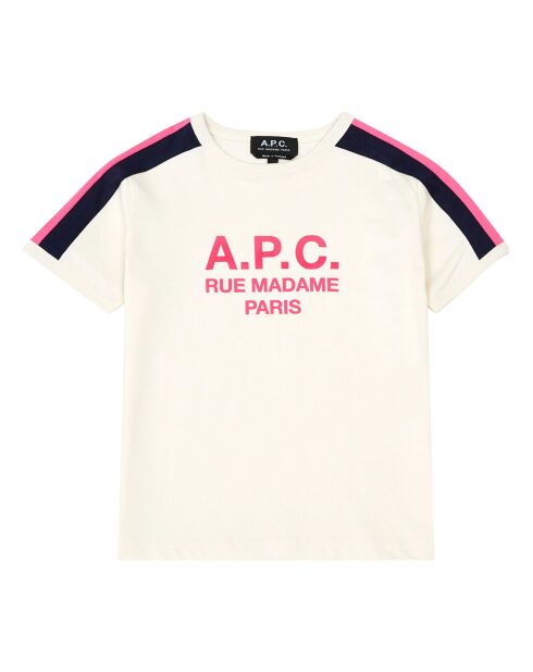 T-Shirt Tili Coton Bio Ecru blanc/rose
