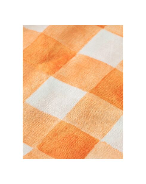 Chapeau en Lin mélangé Réversible Carreaux orange