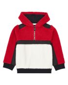 Sweat Demi Zip Polaire Polyester Recyclé rouge