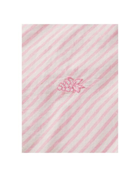 Chemise Striped Brodée rose
