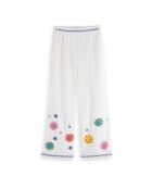 Pantalon Court Fleurs Brodées blanc