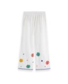 Pantalon Court Fleurs Brodées blanc