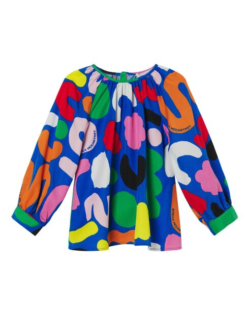 Blouse Tencel Formes bleu/multicolore