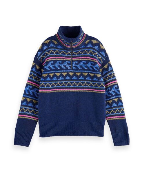 Pull Zippé  bleu