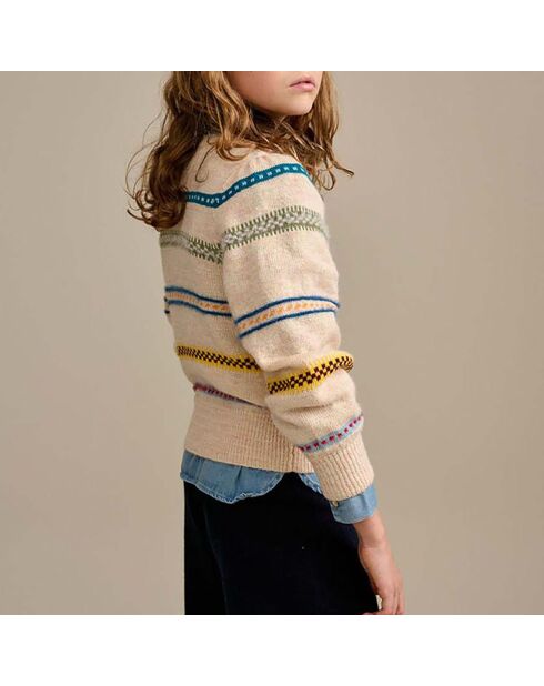 Pull Gelok Mohair écru/multicolore