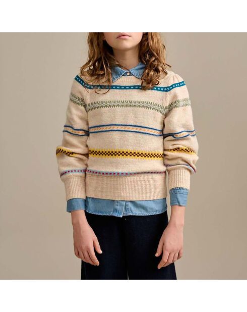 Pull Gelok Mohair écru/multicolore