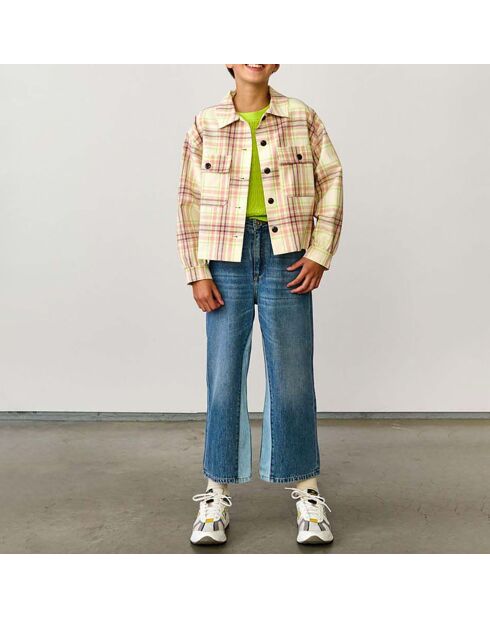 Veste en Laine mélangée Carreaux Azukar écru/rose pâle