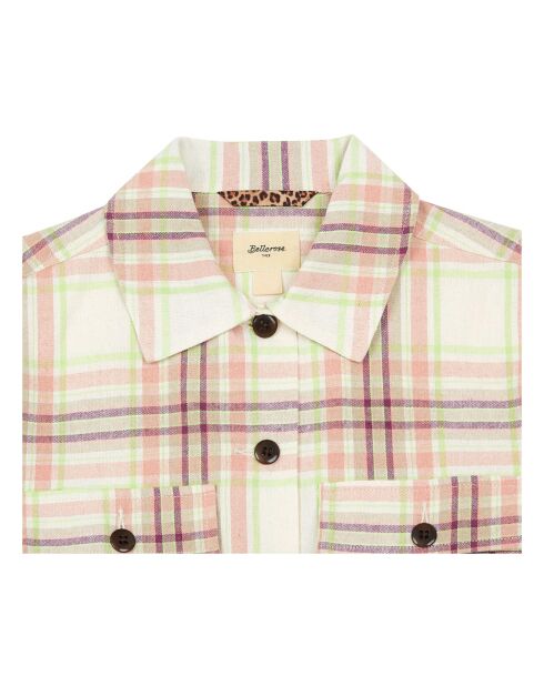 Veste en Laine mélangée Carreaux Azukar écru/rose pâle
