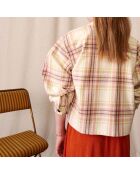 Veste en Laine mélangée Carreaux Azukar écru/rose pâle