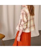 Veste en Laine mélangée Carreaux Azukar écru/rose pâle