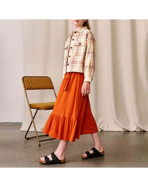 Veste en Laine mélangée Carreaux Azukar écru/rose pâle