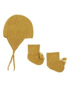 Bonnet et Chaussons Alpaga ocre