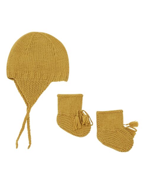 Bonnet et Chaussons Alpaga ocre