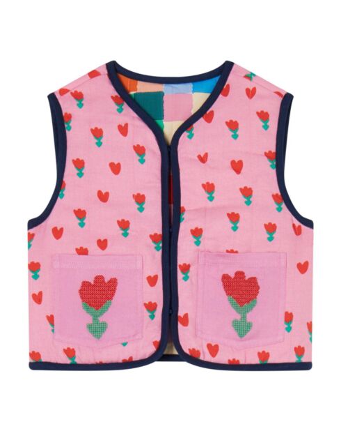 Veste Sans Manches Réversible Carreaux rose/multicolore