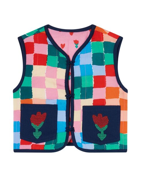 Veste Sans Manches Réversible Carreaux rose/multicolore