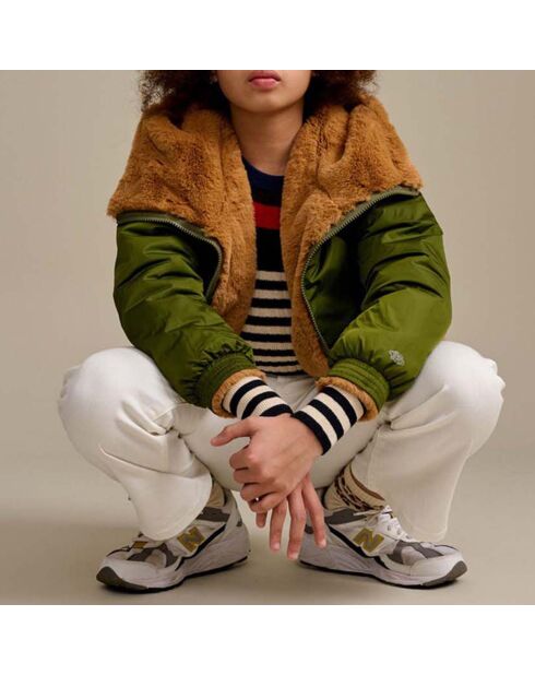 Veste fourrée Réversible Habitat vert kaki